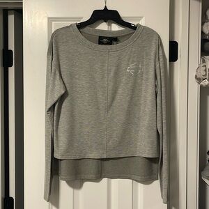 Top-knit long sleeve top, Heather Gray